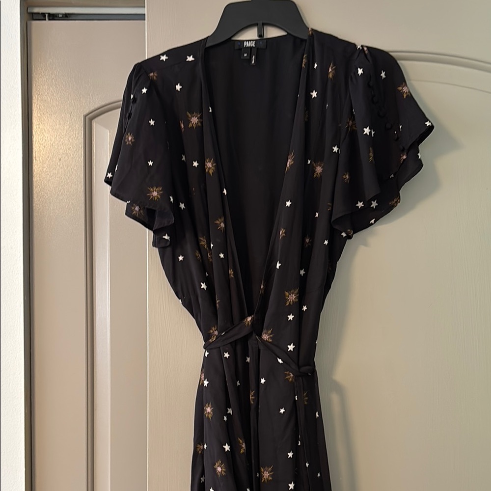 PAIGE Black Blouse with Star and Floral Design